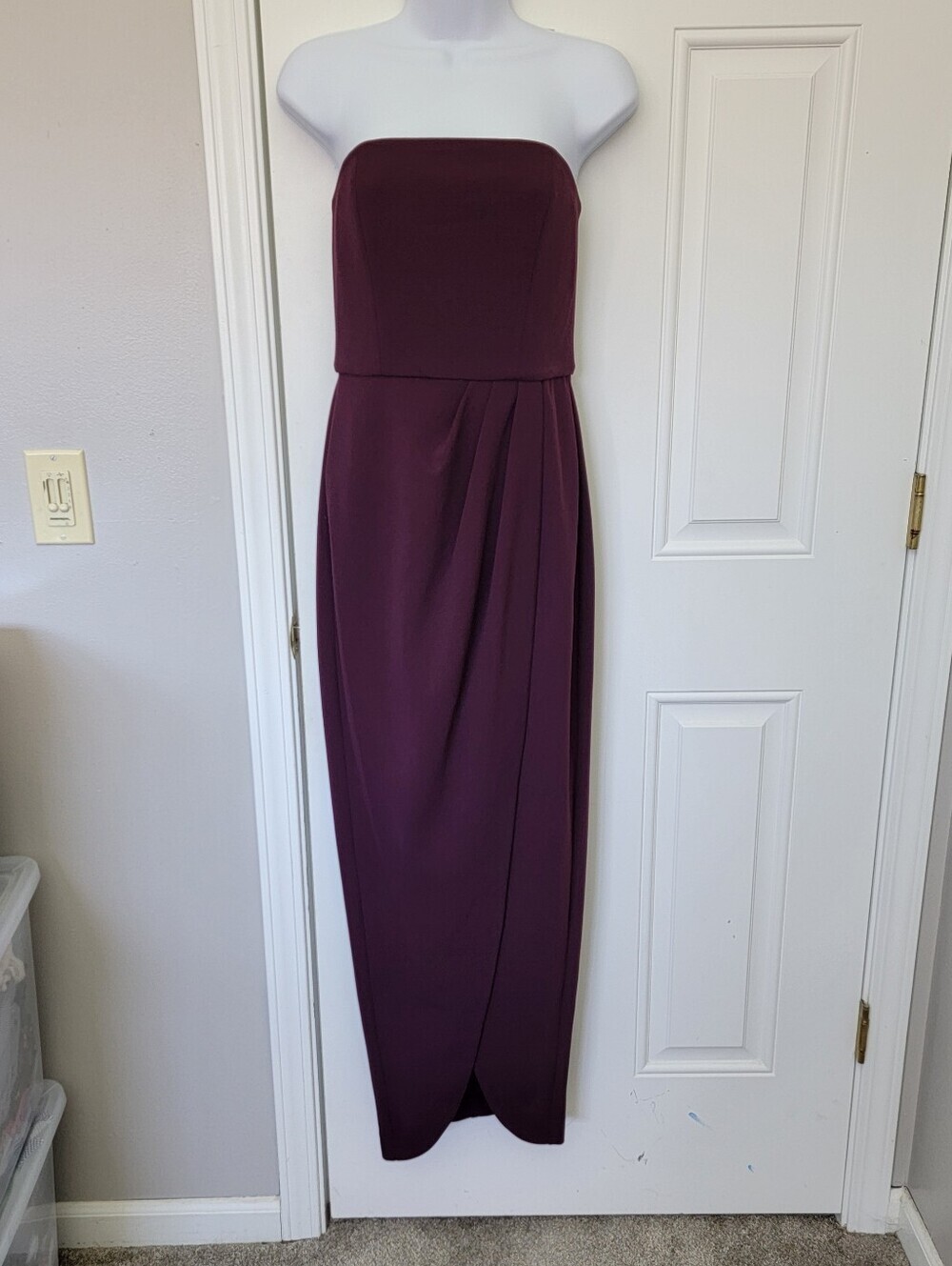 WAYF The Angelique Strapless Tulip Gown Dress Size XS Burgandy Wine Wedding